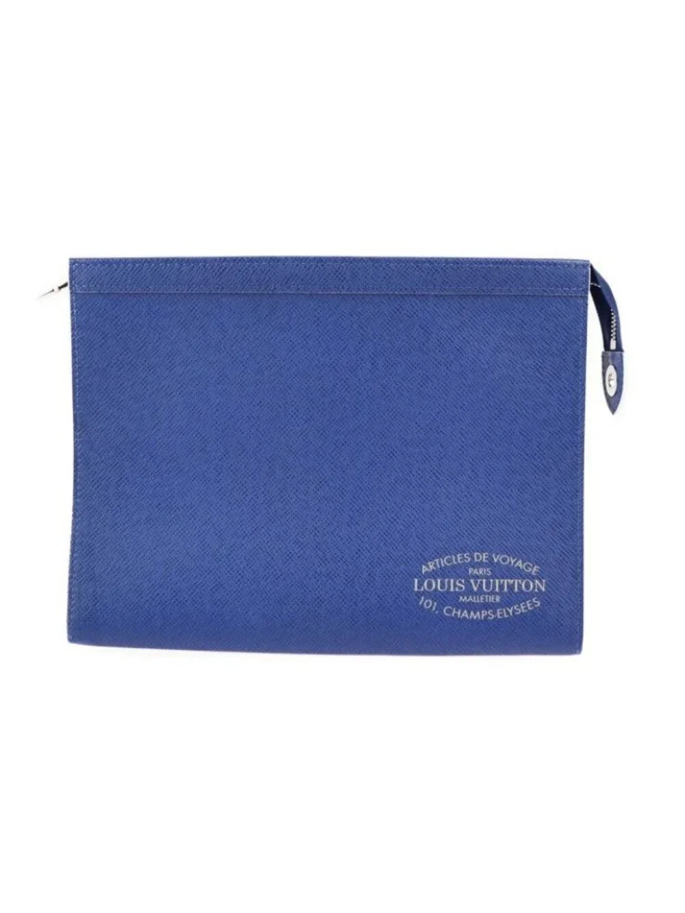 Louis Vuitton Pochette Voyage MM Second Bag Leather Cobalt Blue Silver